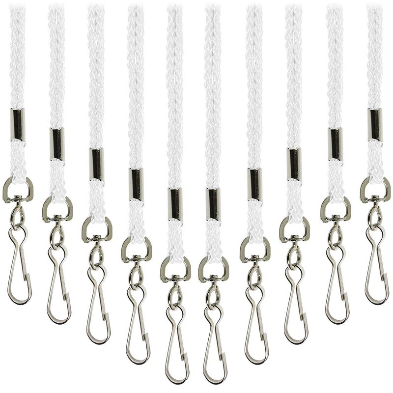 HOSL 100 Pack Badge Lanyards Office Lanyard ID Card Lanyards Business Card Lanyards Students Lanyards Employee Lanyards Round 36" With Swivel Hook (White) - Image 4